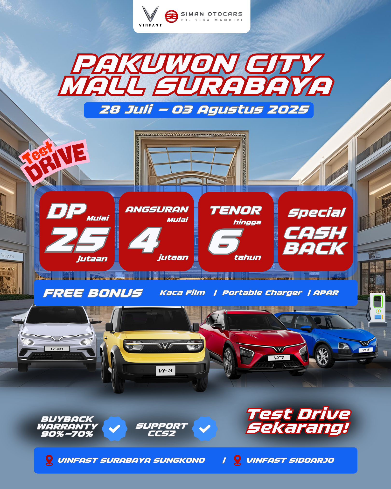 Pameran Mobil Listrik Vinfast di Pakuwon City Mall Surabaya