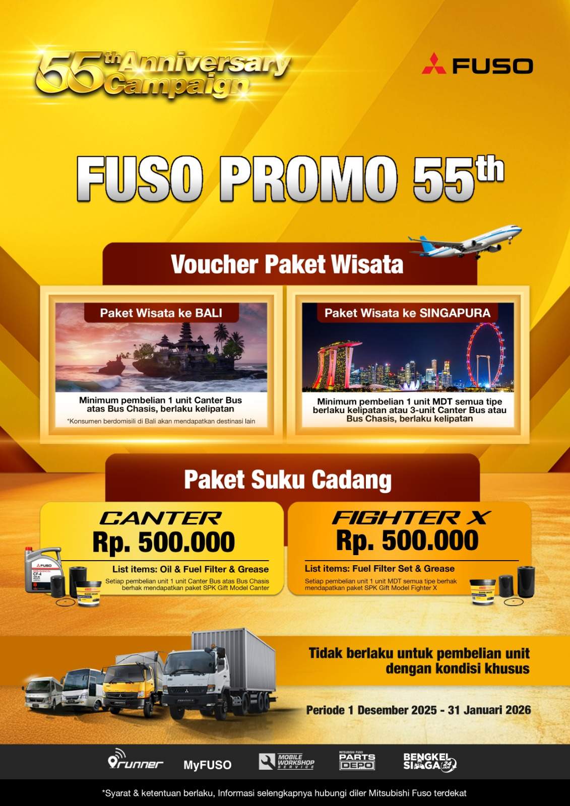 Dalam acara tersebut ada program spesial paket wisata ke Bali dan Singapura, voucher spare part, hingga undian SPK yang sudah menanti.